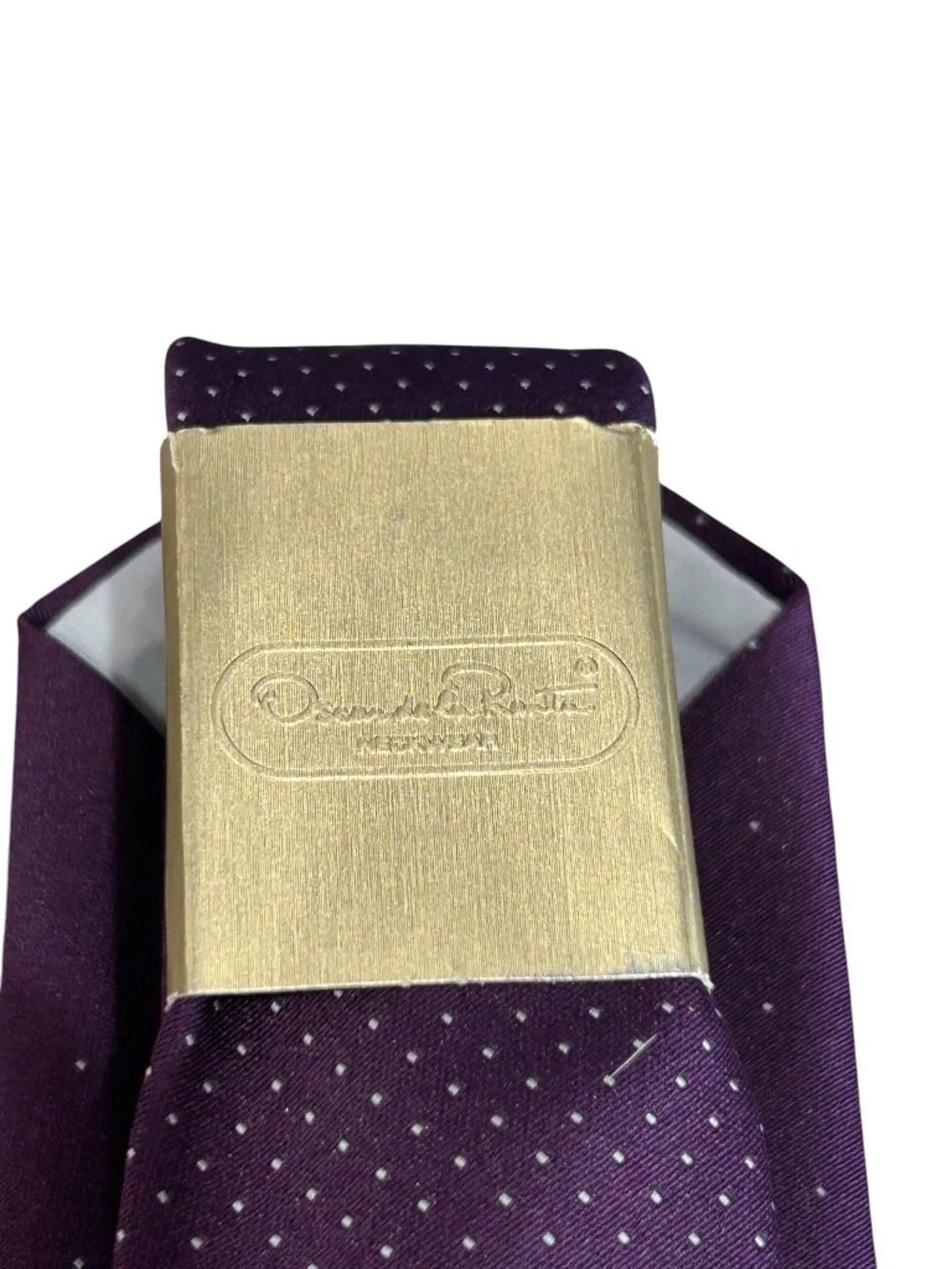 Oscar De La Renta Purple With White Polka Dots Tie NWT
